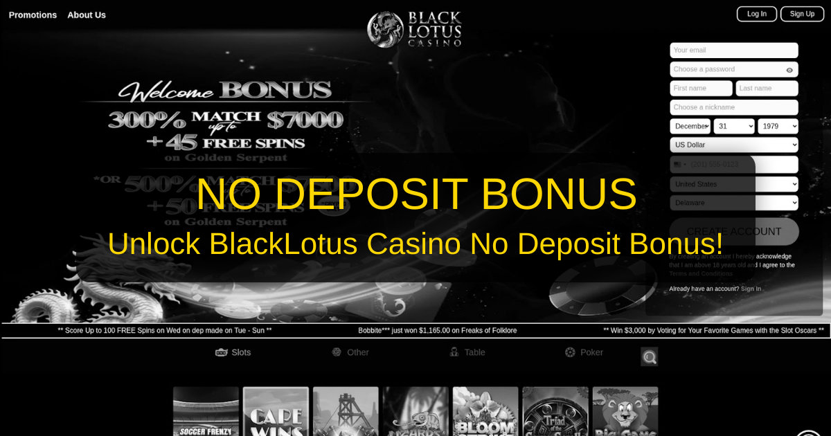 Black Lotus Casino Bonus 2026 - Best US No Deposit